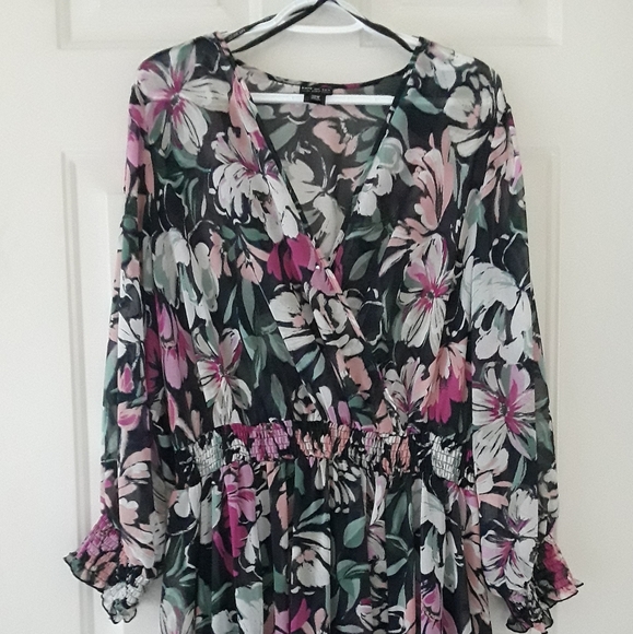 Dark Floral Long Sleeve Maxi Dress - Picture 1 of 5